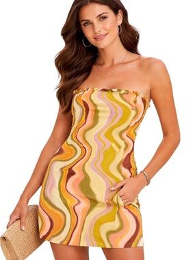 Wild Fable Multicolor Striped Bodycon Mini Dress – Size Small‎